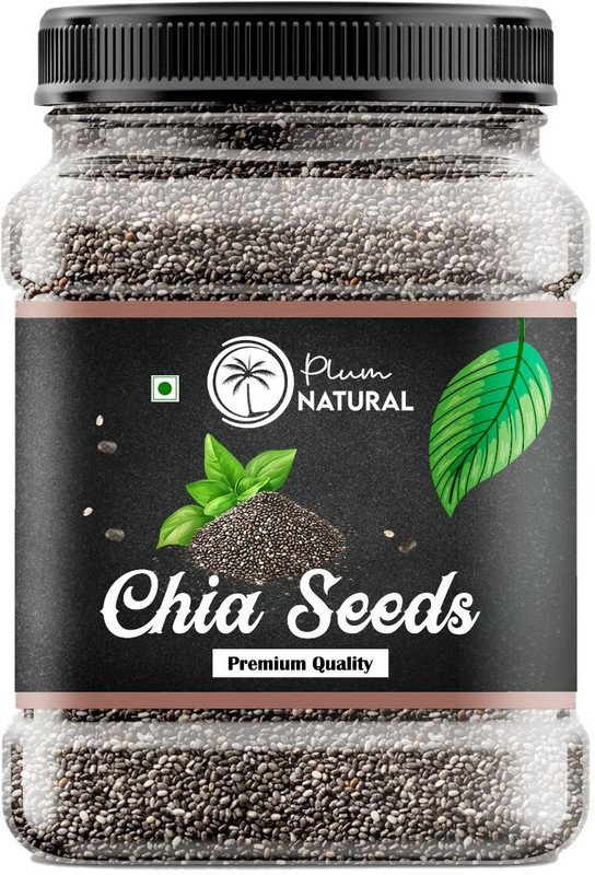 Plum Natural Edible Chia Seeds For Weight Loss Rich In Omega 3, Fiber, Calcium, Protein, Zinc Chia Seeds, Black Chia Seeds(500 G)