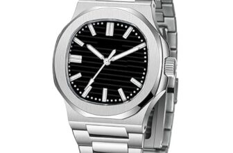 Men’s Silver Chain Analog Watches Classic, Analogue Stylish Square Dial Watches for Men for Office, Party and Regular Use (Silver, Black)