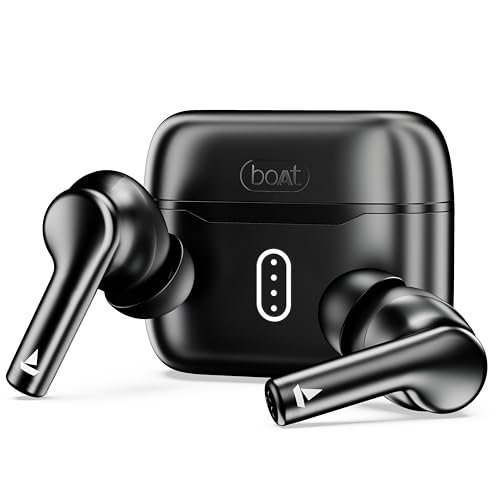 boAt Airdopes 141 Pro Buds, 13mm Drivers, Metallic Finish, 60HRS Battery, 4Mics ENx, Fast Charge, IPX5, v5.3 Bluetooth TWS in Ear Earbuds Wireless Earphones with mic (Obsidian Black)