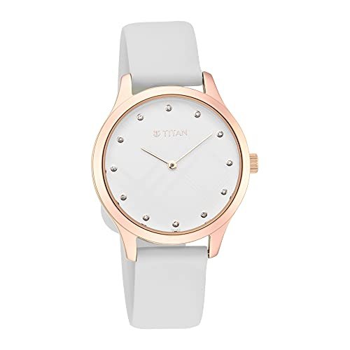 Titan Women Rubber Analog White Dial Watch-95125Wp01/Np95125Wp01, Band Color-White