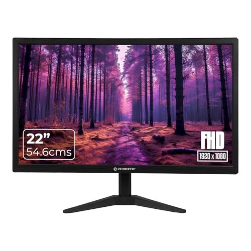 ZEBSTER GV222, 22 Inch (54.6cm) LED Monitor, Dual HDMI & VGA Input, FHD 1920 x 1080, 250nits Brightness, 300000:1 Dynamic Contrast Ratio, 16.7M Colors, 16:9 Aspect Ratio, Wall Mountable