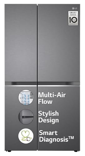 LG 655 L Frost-Free Smart Inverter Double Door Side-By-Side Refrigerator (GL-B257HDSY, Dazzle Steel, Express Freeze | Multi Air-Flow)