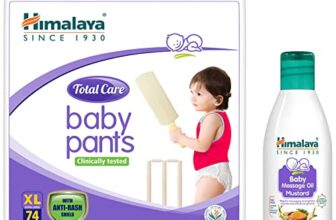 Himalaya Total Care Baby Pants Diapers, Extra Large (12-17 kg), 74 Count & Himalaya Baby Massage Oil (Mustard) 100 ml