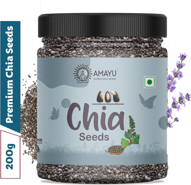 AMAYU Raw Organic for Weight Loss & Eating| Omega 3, Zinc&Fiber, Rich in Calcium Combo Chia Seeds(200 g)