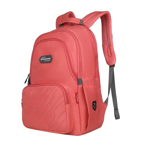 HARISSONS ZAP 28L School & College Backpack for Boys & Girls | Spacious Main Compartment & Front Pocket with Expandable Bottle Holders (Coral)