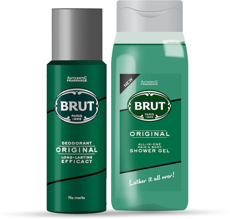 BRUT Original Deodorant for Men 200ml  +  Original All – In- one Hair & Body Shower Gel for Men 500ml(2 Items in the set)