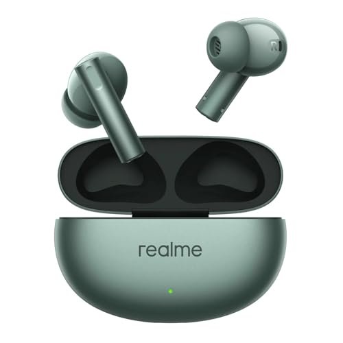realme Buds Air 6 TWS in Ear Earbuds with 12.4 Mm Deep Bass Driver, 40 Hours Play Time, Fast Charge,50 Db ANC,Lhdc 5.0, 55 Ms Low Latency, Ip55 Dust & Water Resistant, Bluetooth V5.3 (Forrest Green)