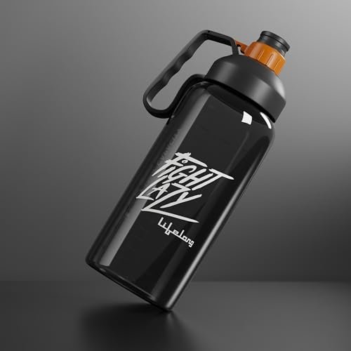 Lifelong Plastic Gym Gallon Bottle for Men | 1.8 Litre BPA-Free Water Bottle for Office & Home |Large Capacity Gym Bottle | Leak-Proof LID | Motivational Gallon Bottle for Men & Women (Black)