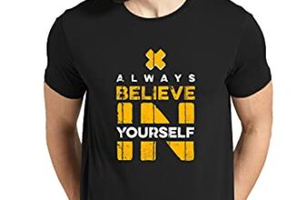 ADRO Believe in Yourself Printed T-Shirts for Men & Women (RNR-S35-BEL-BL_Black_L)
