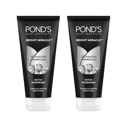 POND’s Ponds Bright Miracle Detox Facewash With 10X Power Of Charcoal, 200Gm (Pack Of 2)