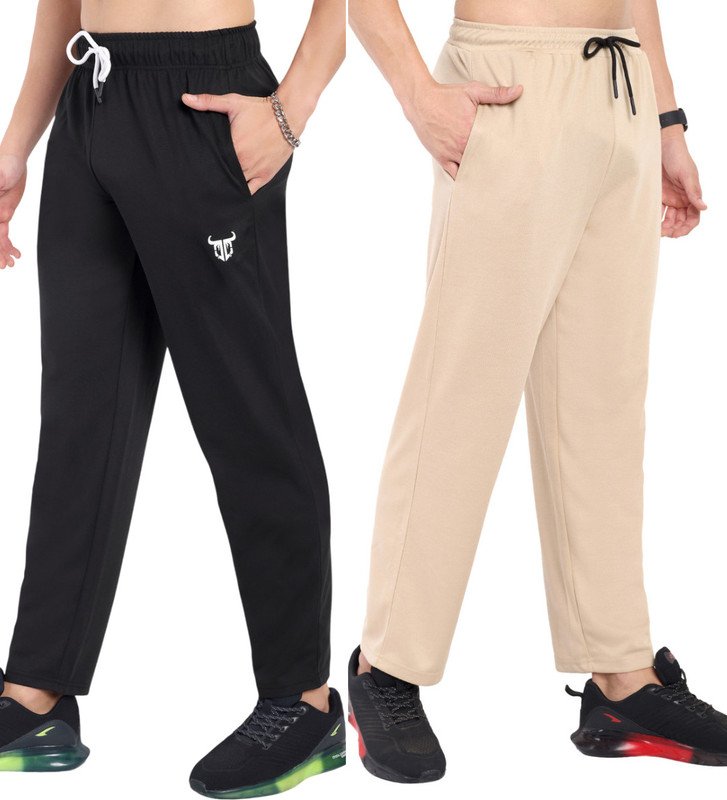 Go Devil Solid Men Black, Beige Track Pants