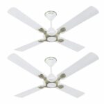 Havells 1200mm Leganza ES 4B Ceiling Fan | Best fan in 4 Blade, Premium Finish Deco. Fan, High Air Delivery | Energy Saving, 100% Pure Copper Motor, 2 Year Warranty | (Pack of 2, Pearl White Silver)