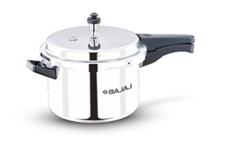 Bajaj PCX OLPC 5 liter Induction Bottom Stainless Steel Pressure Cooker | Induction Compatible | ISI Certified | Bakelite Handles | 1 Yr Warranty【Silver】