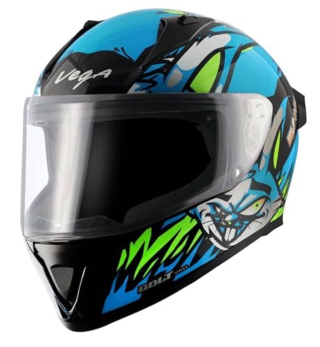 Vega Bolt Bunny Black Neon Blue Helmet-L