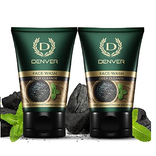 DENVER Deep Cleanse Face Wash – 100GM Each (Combo Set Of 2) | Deep Pore Cleaning Charcoal Face Wash for Men | Fights Acne and Pollution | All Skin Type