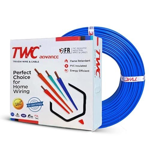 TWC Advance Blue 10 SQMM 90 METER | Copper Wire | HRFR (Heat Resistant Flame Retardant) Lead-Free Cable | Low Smoke Halogen-Free Wire for Home & Industrial Electrical Wiring