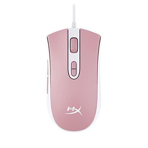 HyperX Pulsefire Core – RGB Gaming Mouse, Software Controlled RGB Light Effects, Pixart 3327 Sensor Up to 6,200Dpi, 7 Programmable Buttons, Wired Mouse Weight 87G – White/Pink (639P1AA)