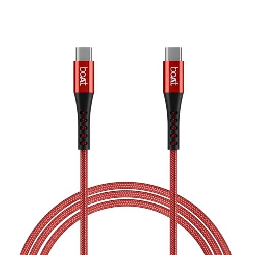 boAt Type-C C600 Tangle-Free, Sturdy Cable w/100W/5A Fast Charging Cable & 10Gbps Data Transmission,10000+ Bends Lifespan & Extended 1.5m Length,Compatible w/Xiaomi,Oneplus, Samsung, Vivo & Oppo(Red)