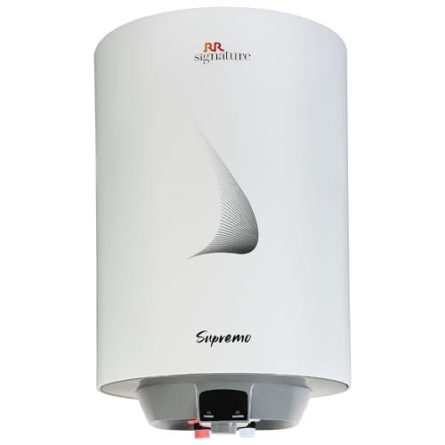 RR Signature Supremo 15L Star Rated Storage Water Heater for Home | Glass Line Tank Geyser | 8 Bar, Suitable for High Rise |Thermal Cutout |Safety Valve 2 Yr Warranty on Product & 6 Yr on Tank by RR