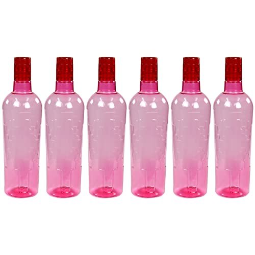 PEARLPET Nira- BPA-free Plastic Water Bottle Set of 6 Pcs, Each 1000ml, Red