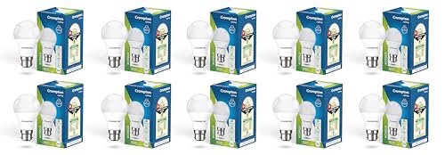 Crompton Param LED Bulb | 9W | Cool Day Light | B22 Base | 180 Degree Coverage | 4kV Surge Protection | 440V High Voltage Protection | Pack of 10