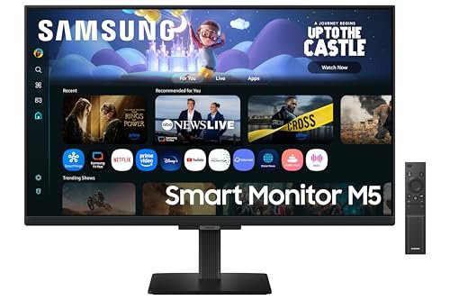 Samsung 27″ M5 Smart Monitor with Smart TV Experience|FHD 1920 x 1080|Screen Mirroring|IPS Panel TV Plus|Speakers|Adaptive Sound|Wi-Fi|HDMI|Bluetooth|LS27FM500EWXXL|Black