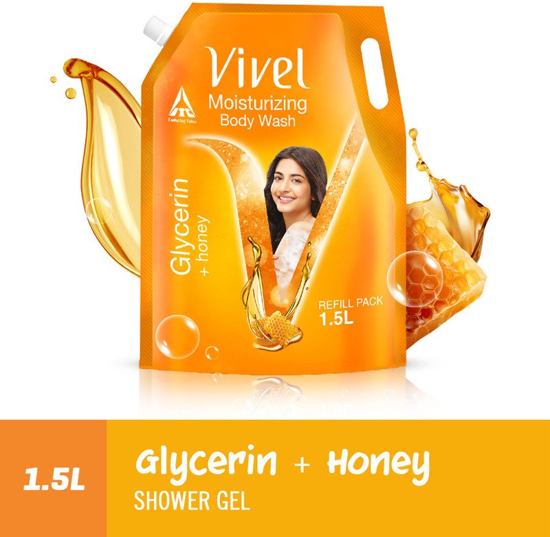 Vivel Glycerin & Honey Body Wash Shower Gel, for Soft, Glowing & Moisturized Skin(1500 ml)