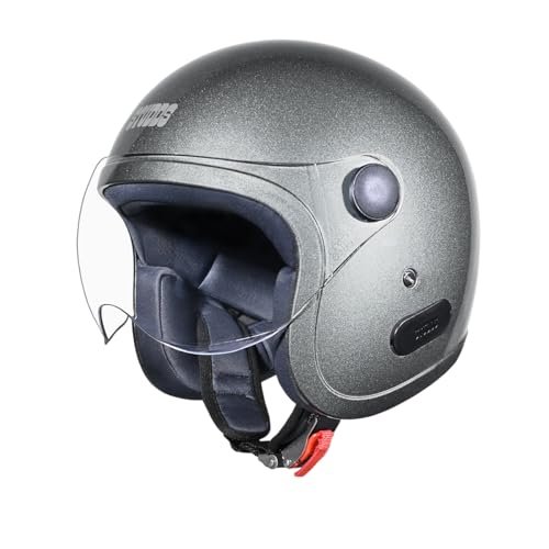 Studds Jet Open Face ISI Certified Helmet with Chopper Visor Gun Grey – L