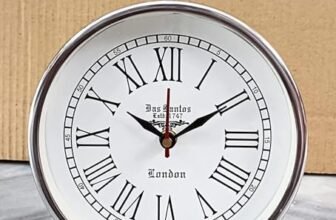 VOK57 Vintage Handmade Table Clock | Classic Roman Numeral Wooden Desk Clock for Office, Living Room & Home Decoration