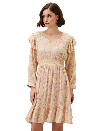 Amazon Brand – Eden & Ivy Women’s Crinkled Rayon Knee Length Fit & Flare Dress_ENI-SS23-WDR-104_Lime_XL