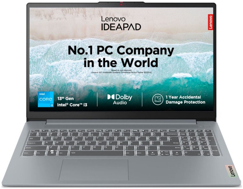 Lenovo IdeaPad Slim 3 Intel Core i3 13th Gen 1315U – (8 GB/512 GB SSD/Windows 11 Home) IdeaPad Slim 3 15IRU8 Thin and Light Laptop(15.6 Inch, Arctic Grey, 1.62 Kg, With MS Office)