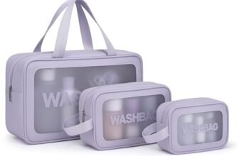 Gritty Wash Bag Pouch for Travel Kit Toiletry Bag Cosmetic Bag Make Up Box for Brushes, Accessories with Handle, Large Capacity Translucent Waterproof Travel Storage Organizer Set of 3(Purple)