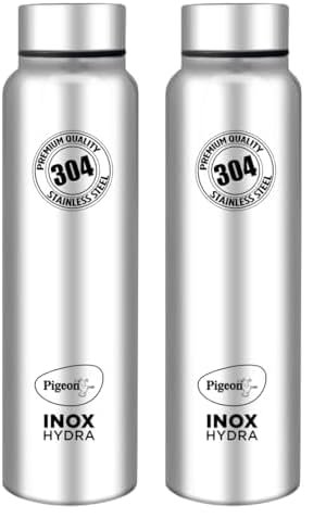 Pigeon by Stovekraft INOX Hydra Plus Stainless Steel Drinking Water Bottle 900 ml – Silver (Pack of 2)