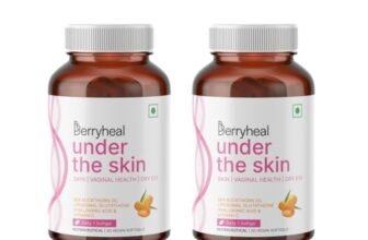 Berryheal Under The Skin L-Glutathione (250mg), Hyaluronic Acid, Vitamin C, Sea Buckthorn (Omega 3679) Vegan Skin Supplement for Glow, Hydration, Collagen Booster & Anti-Ageing | 60 Capsules for Women