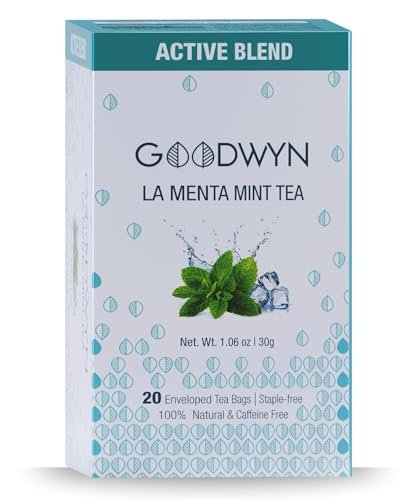 Goodwyn Peppermint (20 Tea Bags) | Caffeine-Free Herbal Tea | Real Peppermint Leaves | Non-Bitter | Refreshing & Relaxing | Aids Digestion | Plastic-Free