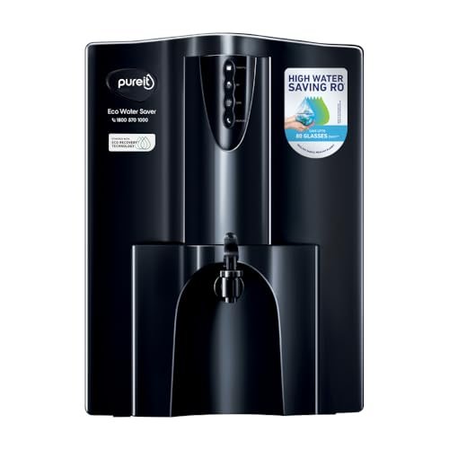 Pureit Eco Water Saver RO+UV+MF+Mineral | 7-Stage | 10L | Up to 60% Saving | Suitable for Borewell, Tanker & Municipal Supply | Table Top | Wall Mountable | Black