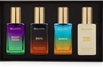 BELLAVITA Unisex Scents Gift Set|4x20ml|Long Lasting Perfume|Woody & Musk Fragrance Notes| Eau de Parfum  –  80 ml(For Men & Women)