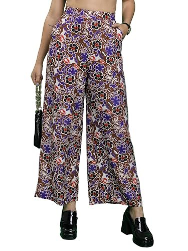 Ketch Women’s Regular Casual Pants (KHP0000004_RED/Purple/Multi
