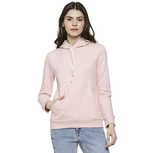 Campus Sutra Women’s Cotton Sweatshirt (AZ20_H_W_PLN_PNK_AZ_Pink_Medium)