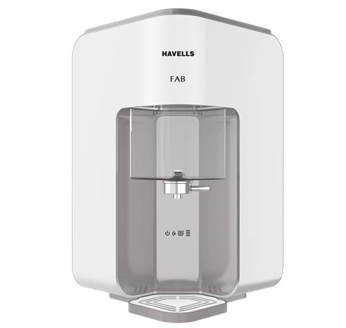 Havells FAB Water Purifier with UV+Revitalizer Purification technology, Powerful 4 stage Purification, Smart Alerts with Auto –energy Saver, (Grey and White), suitable for TDS