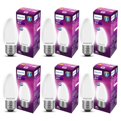 Philips 4-watt Filament Candle LED Bulb | Diffused Candle Bulb for Home & Decoration | Bulb Base: E27, Cool White | Pack of 6