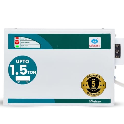 Everest 4KVA Deluxe Voltage Stabilizer Used for Inverter AC & Split AC Upto 1.5 Ton | Working Range: 170V – 270V | Convenient LED Indicator | White