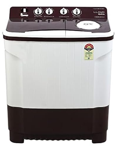 Lloyd 7.5 kg 5 Star Semi Automatic Top Load Washing Machine |1300 RPM | Soak Function | 3 Wash Programs | Swift Dry | Magic Filter, (GLWMS75DDMAC, Dark Maroon and White)