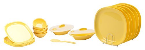 Signoraware Plastic Dinner Set – 23 Pieces, Lemon Yellow
