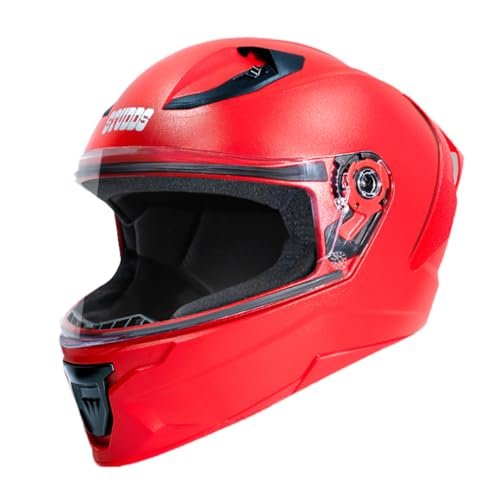 Studds Raider Isi Certified Full Face Motorcycling Helmet for Men and Women with Spoiler and Clear Visor(Red-XL)