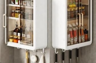 HEMIZA 1 Pcs Plastic Self-Adhesive No-Drill Bathroom Shelf & Storage Cabinet with Stickers, Organiser for Bathroom, Essentials, Makeup, Skincare, Wall-Mounted Multi-Purpose Storage Cabinet