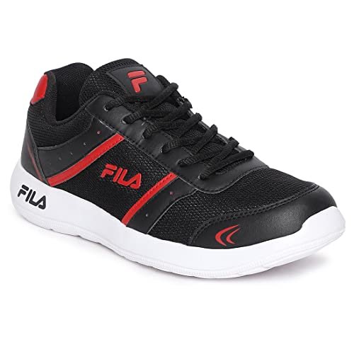 FILA Mens BLK/RD Running Shoes 11010705 6, Black