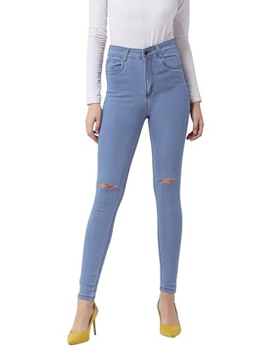 Miss Chase Women’s Skinny Fit High Rise Regular Length Denim Jeans(MCSS19DEN08-63-115-26,Blue,26)
