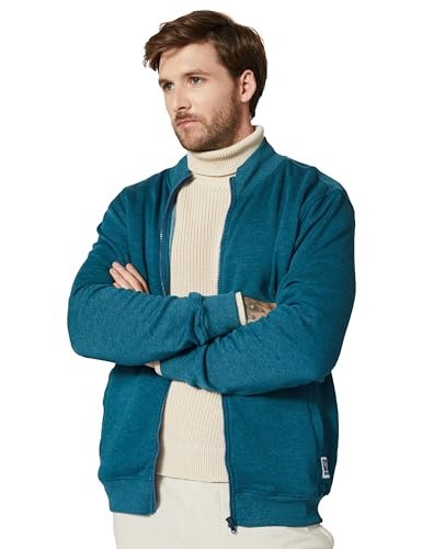 Amazon Brand – Symbol Men’s Cotton Blend Banded Collar Sweat shirt (AW18MNSSW03_Fog Teal Mel_M_Fog Teal_M)
