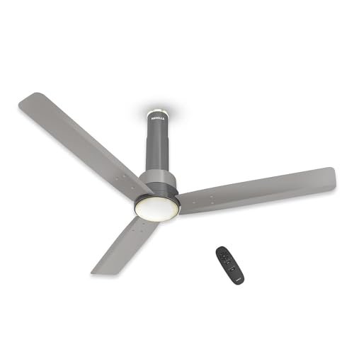 Havells 1200mm Elio Prime BLDC Ceiling Fan | Remote Controlled, High Air Delivery Fan | 5 Star Rated, Upto 60% Energy Saving, 2+1* Year Warranty | (Pack of 1, Slate Mist) Grey